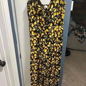 LOFT Black and Yellow Floral Dress